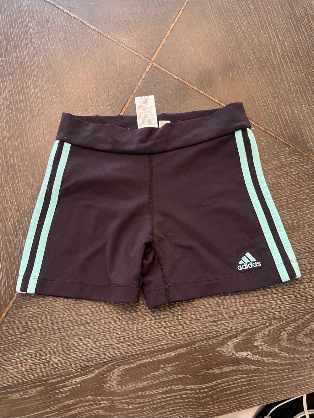 adidas Black Shorts with Mint Green Side Stripes